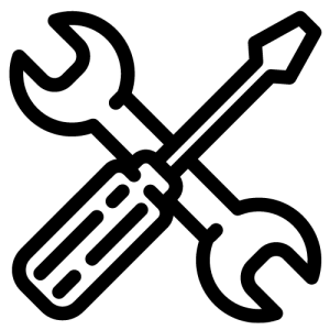 dessin d'un tournevis et d'une clé pour illustrer les prestations auprès du secteur tertiaire et des collectivités - foray perraud électricité