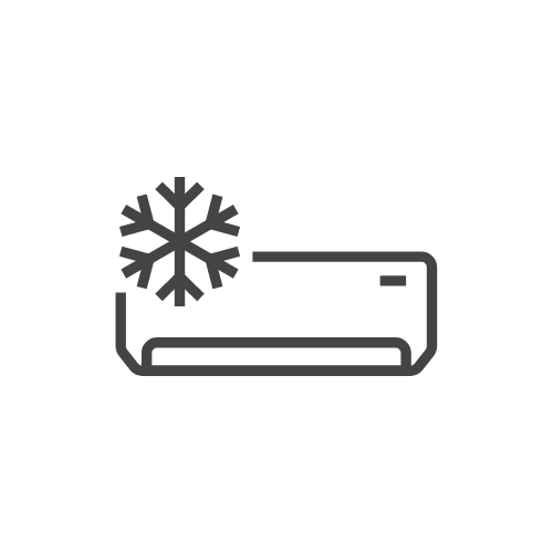 dessin d'un climatiseur qui refroidit, au sein d'un rond blanc, pour illustrer les prestations autour de la climatisation - foray perraud électricité