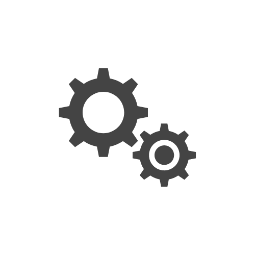 dessin de rouages mécaniques au sein d'un rond blanc pour illustrer les services de l'entreprise en équipements et bâtiments industriels - foray perraud électricité